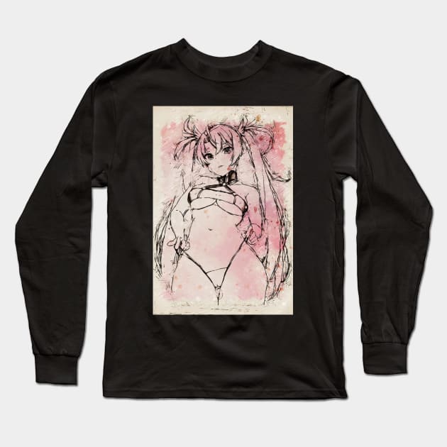 Girl Sketch Long Sleeve T-Shirt by ZuleYang22